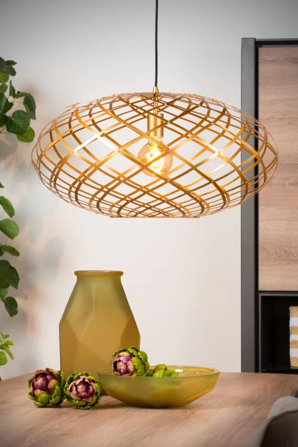 Lucide WOLFRAM - Pendelleuchten - Ø 65 cm - 1xE27 - Mattes Gold / Messing - Atmosphäre 2